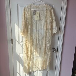 Rebellion Cream Lace Crochet Kimono